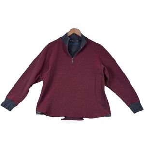 Robert Graham Size L Long Sleeve 1/4 Zip Sweater Shirt Red Pullover